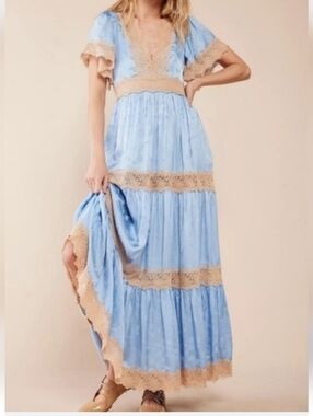knee length dresses for ladies Janelia Layered Frill Maxi Dress Pink main image 0